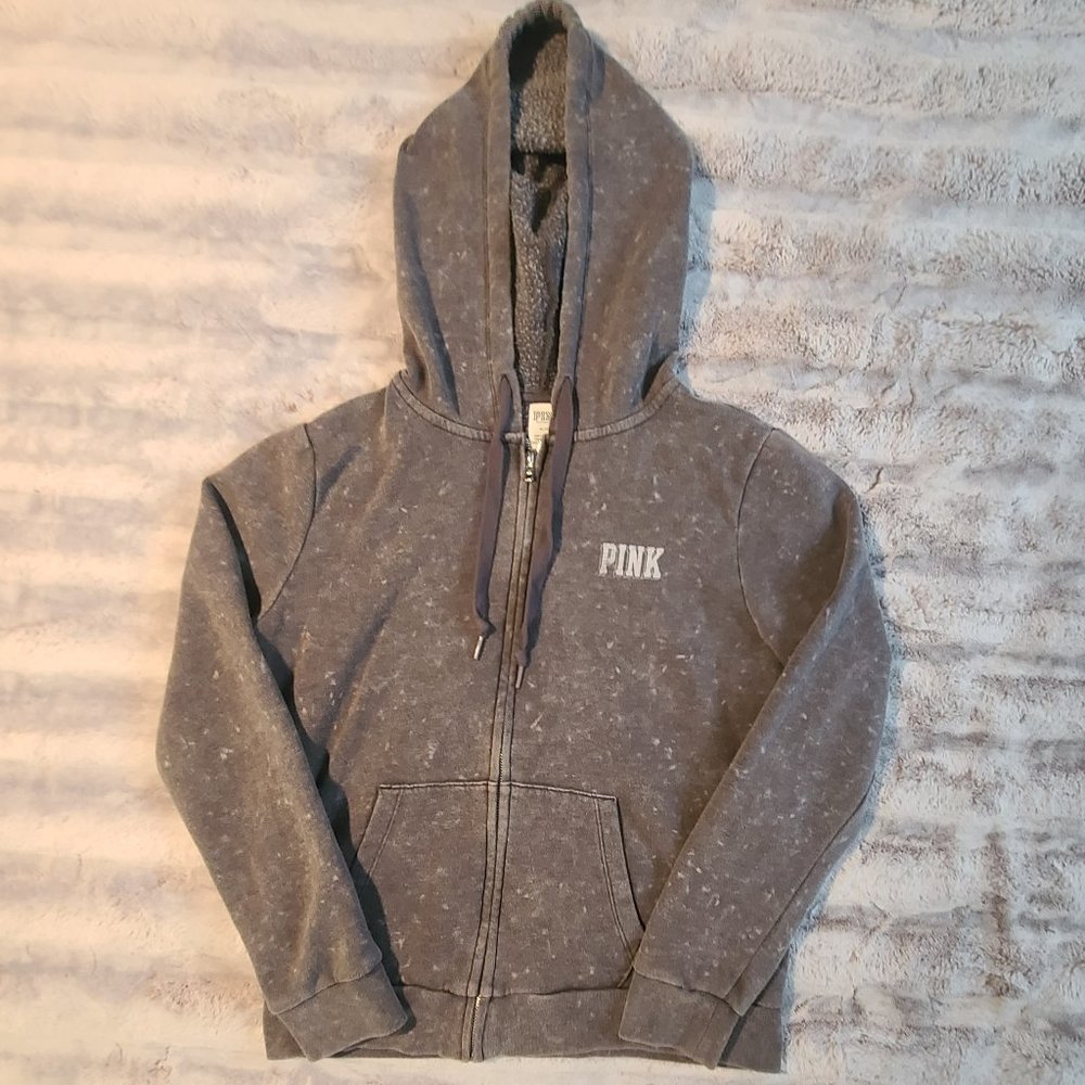 Pink Victoria Secret Zip Up Hoodie Size Med.